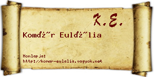 Komár Eulália névjegykártya